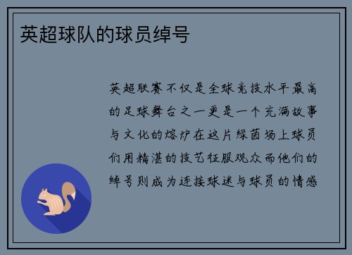 英超球队的球员绰号